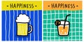 Happiness drink cute wallpaper hand draw. Royalty Free Stock Photo